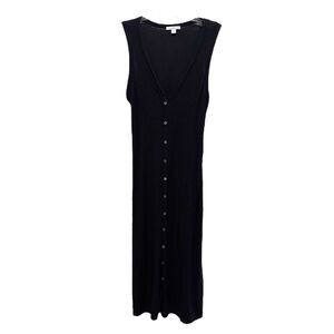 Standard James Perse Dress Sleeveless Black Midi Minimalist Capsule Size 0 XS